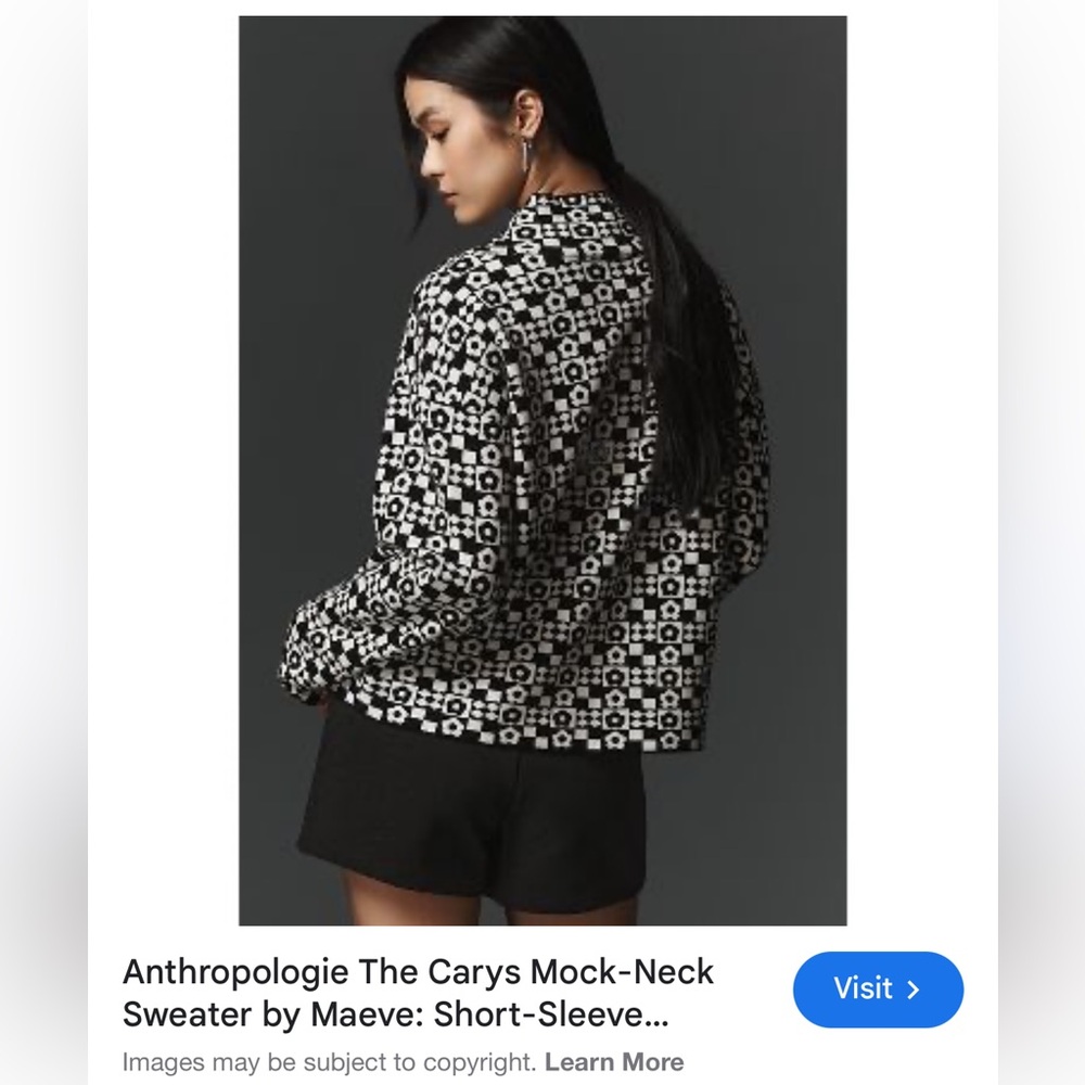 Anthropologie Black and White Cowl Neck Sweater - Picture 4 of 9